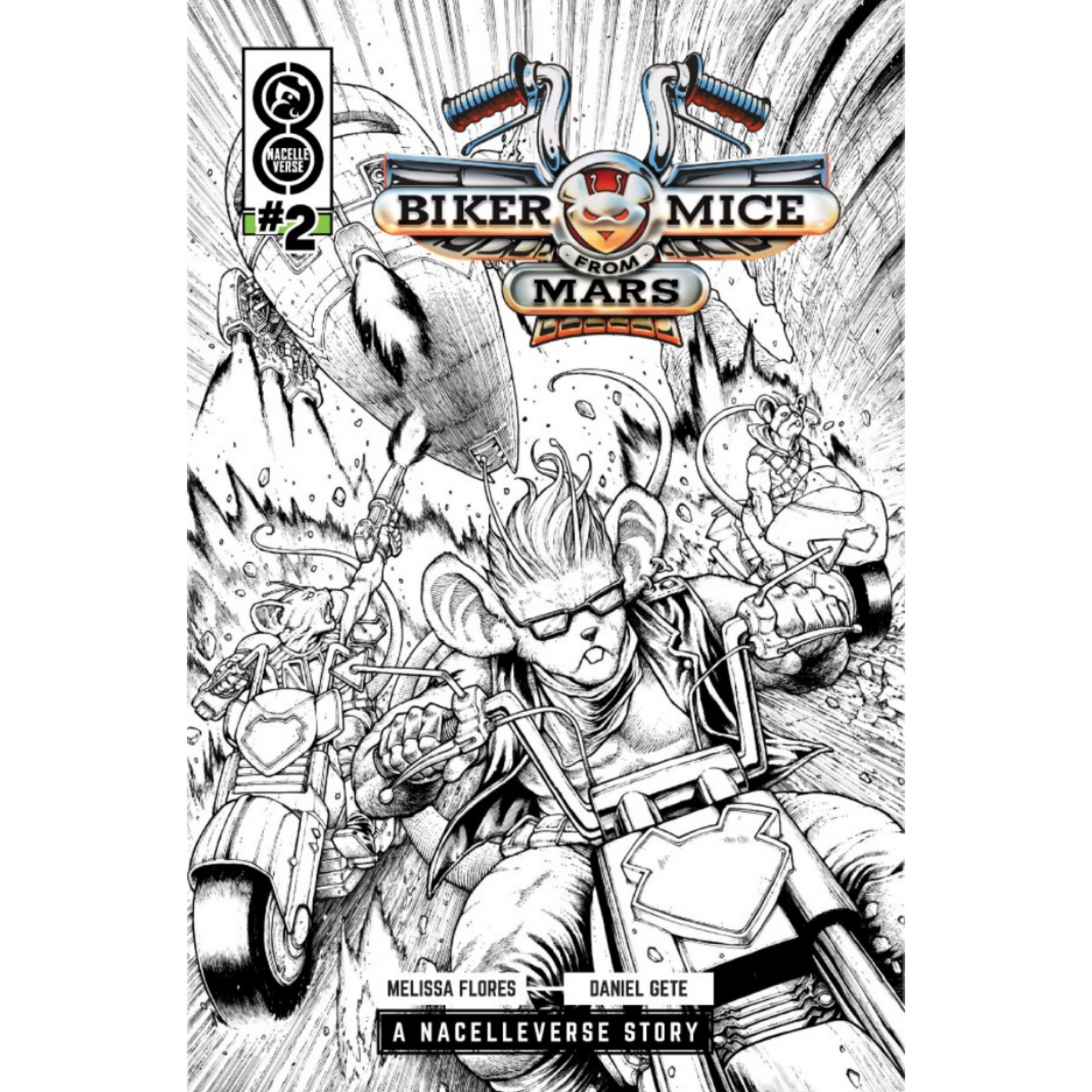 Biker Mice From Mars (2025) #2 Comic Book - Cover E by Daniel Gete (1:50) B&W Variant