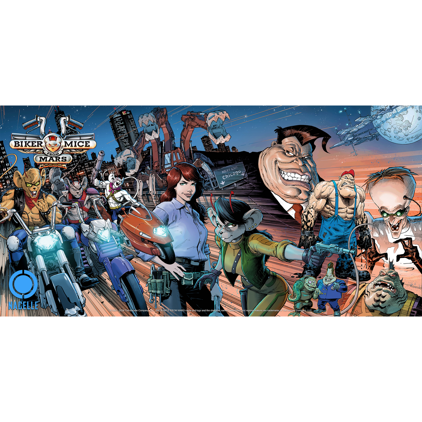 Póster del cómic Biker Mice From Mars n.º 1-3 - Portada conectada de Dustin Weaver