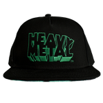 Gorra snapback negra con logotipo verde de Heavy Metal