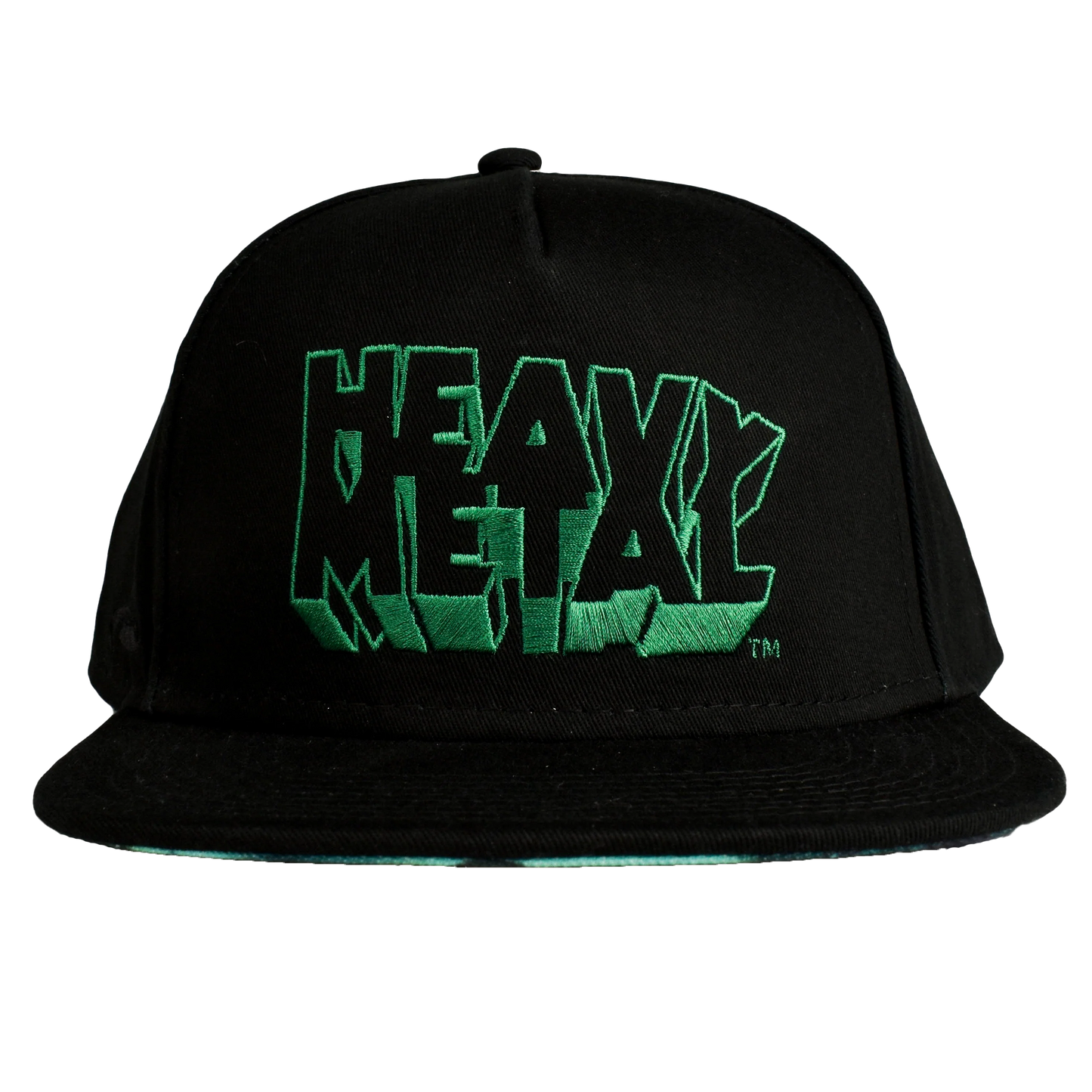 Gorra snapback negra con logotipo verde de Heavy Metal