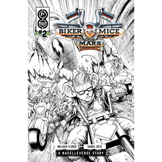 Biker Mice From Mars (2025) #2 Comic Book - Cover E by Daniel Gete (1:50) B&W Variant