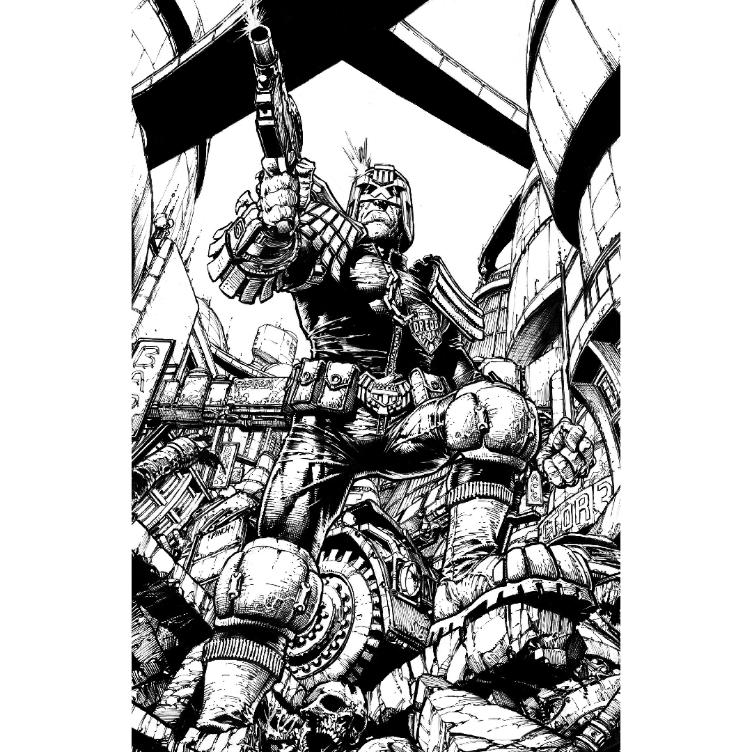Judge Dredd/Biker Mice from Mars #1 Cover H B&W Variant (1:50) by David Finch