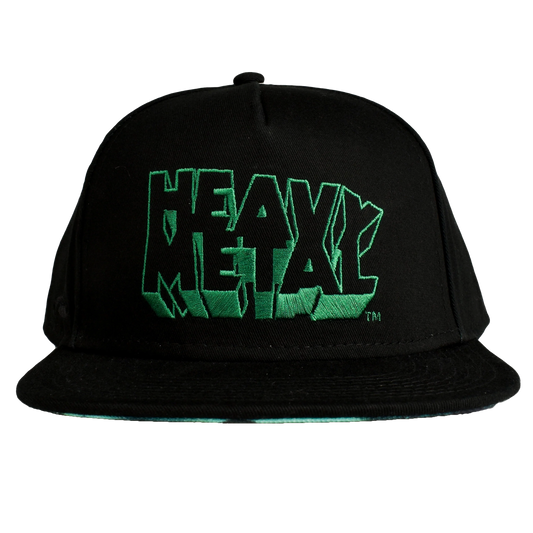 Heavy Metal Green Logo Black Snapback Hat Variant