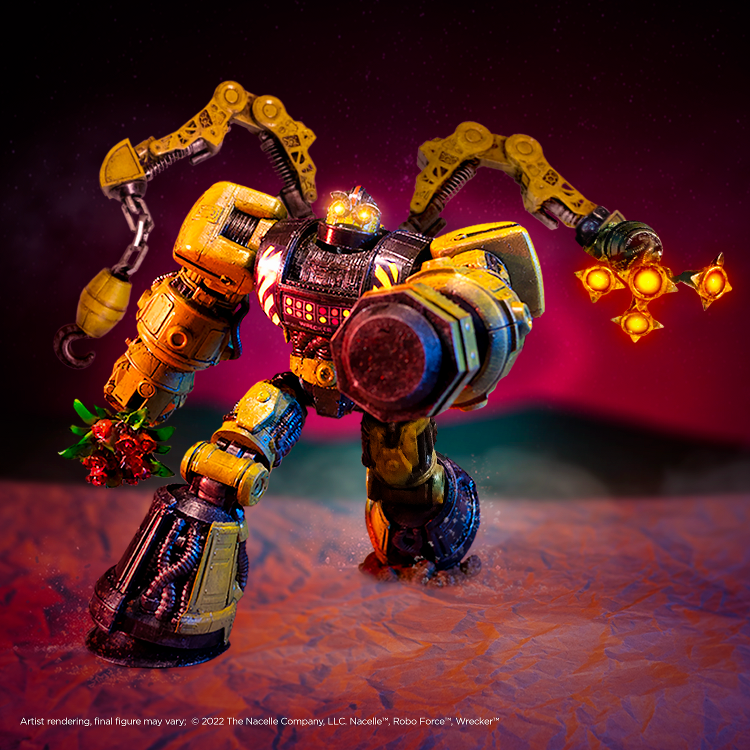 Wrecker collectible figure from Robo Force artist rendering